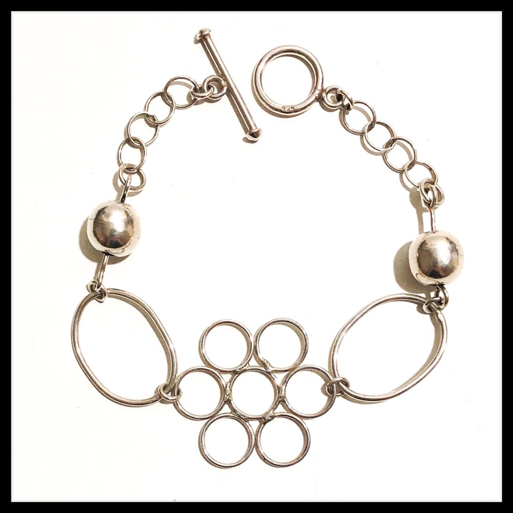 Sterling Silver Flower Link Bracelet